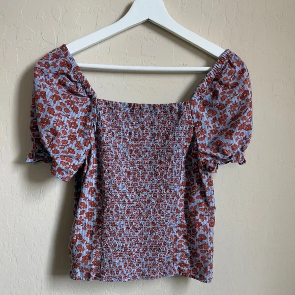 Madewell Floral Blouse in Red and Blue - Picture 10 of 13